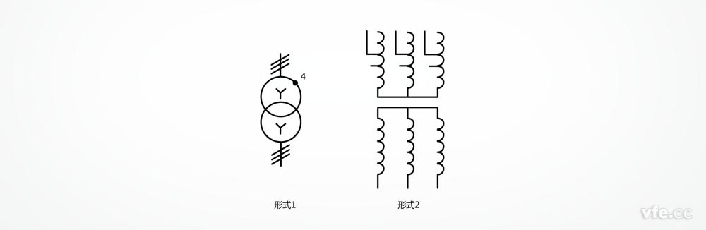 具有個(gè)抽頭的星形連接的三相變壓器，每個(gè)初級繞組除其端頭外還示出個(gè)可用的連接點(diǎn)
