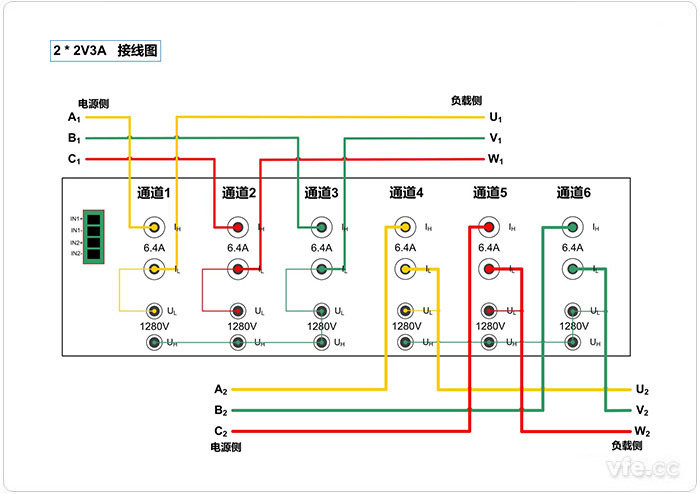 便攜式功率分析儀2*2V3A接線(xiàn)示意圖